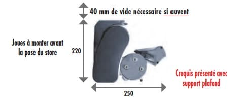 Schéma technique encombrement coffre store banne STORAL CLASSIQUE + - Dimensions et fixation murale