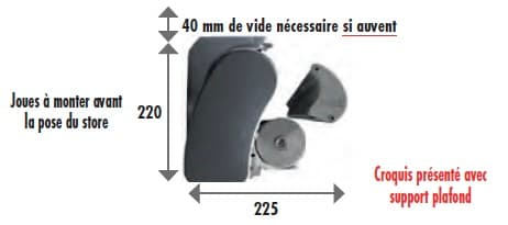 Schéma technique encombrement coffre store banne STORAL CLASSIQUE - Dimensions et fixation murale