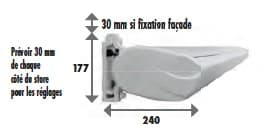 Schéma technique encombrement coffre store banne STORAL COMPACT (Série Limitée) - Dimensions et fixation murale